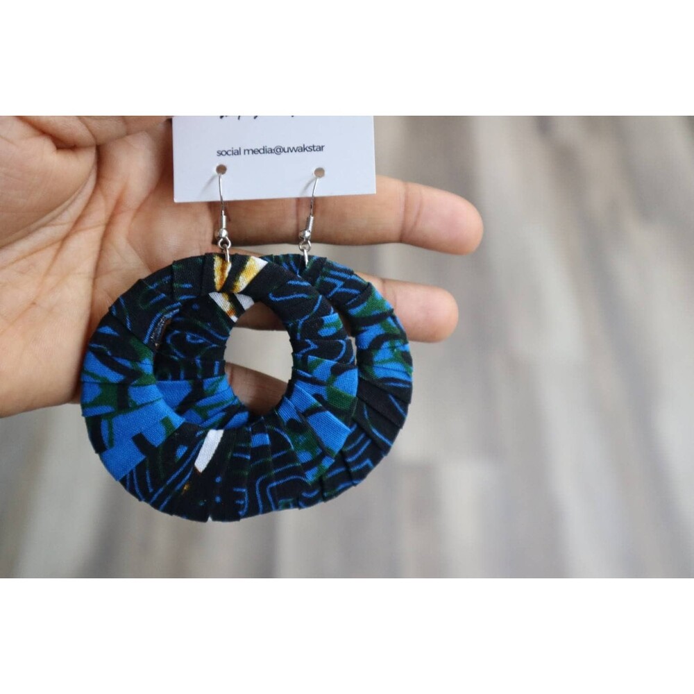 Fabric wrapped earrings, Ankara earrings, Tribal earrings, African print earring
